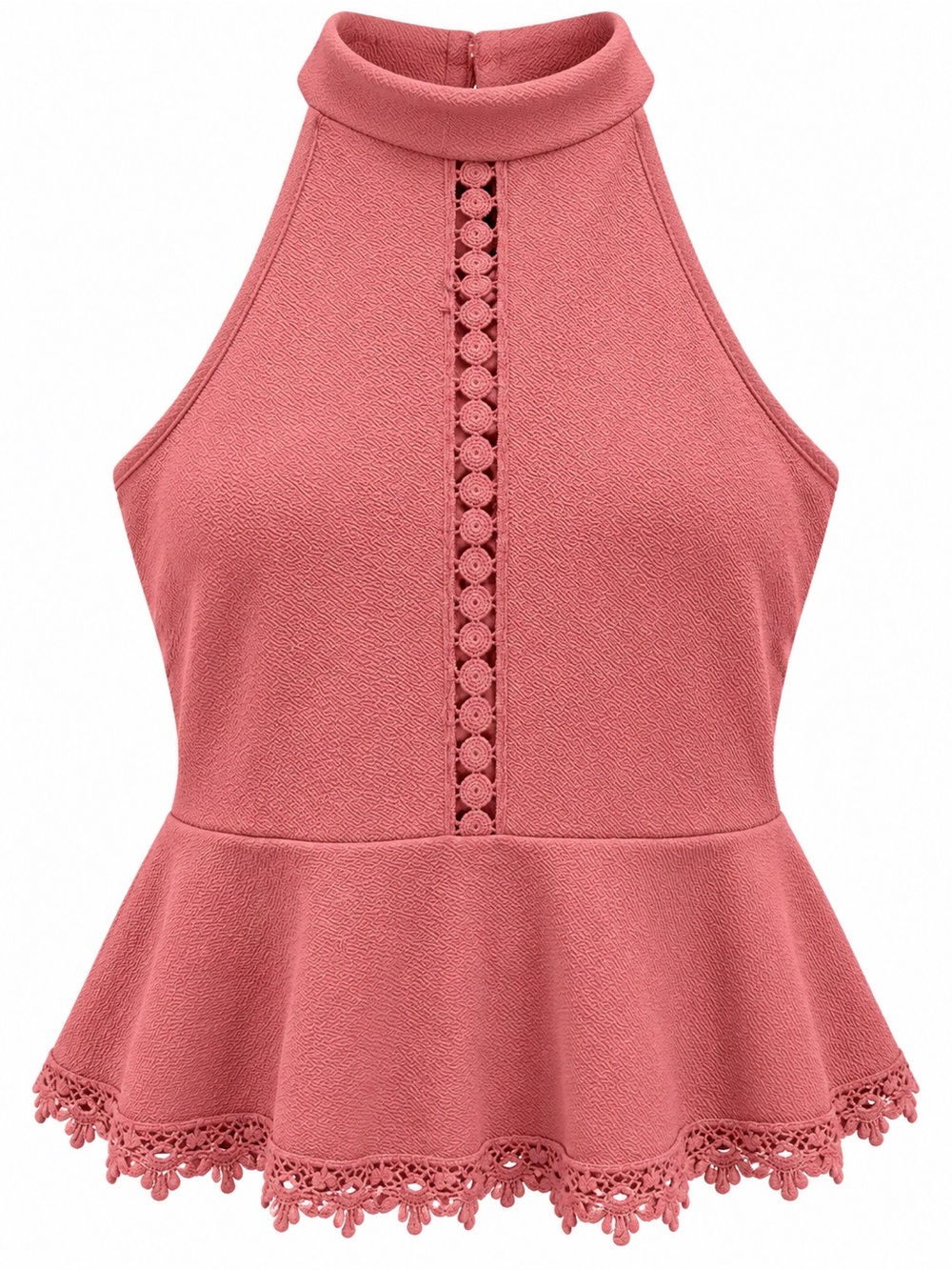 Rue21 Rose Halter Peplum Camisole with Crochet Trim